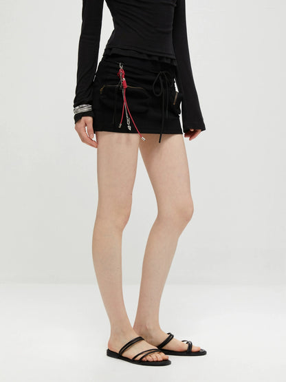 kvkv Reversible Drawstring Wrap Skort V-neck T-shirt Long Sleeve