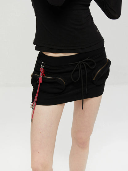 kvkv Reversible Drawstring Wrap Skort V-neck T-shirt Long Sleeve