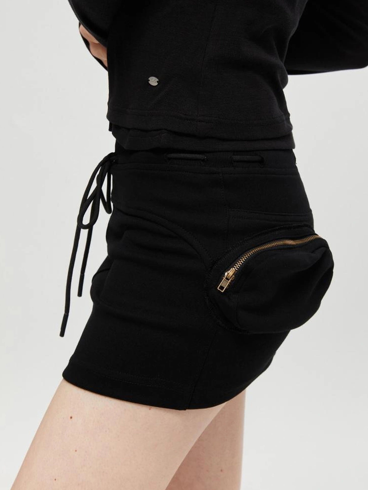 kvkv Reversible Drawstring Wrap Skort V-neck T-shirt Long Sleeve