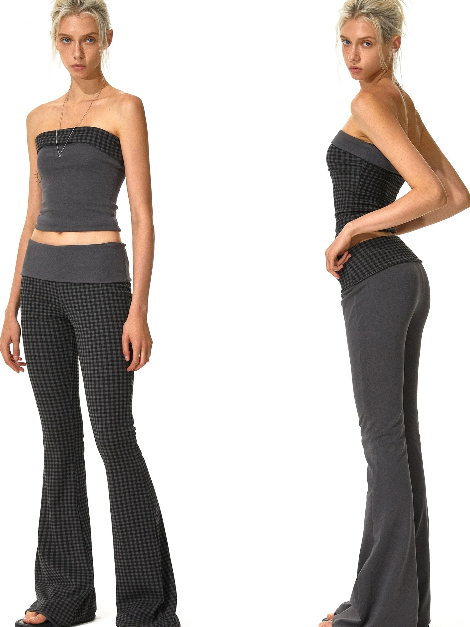 kvkv Reversible Low Waist Checkered Yoga Pants