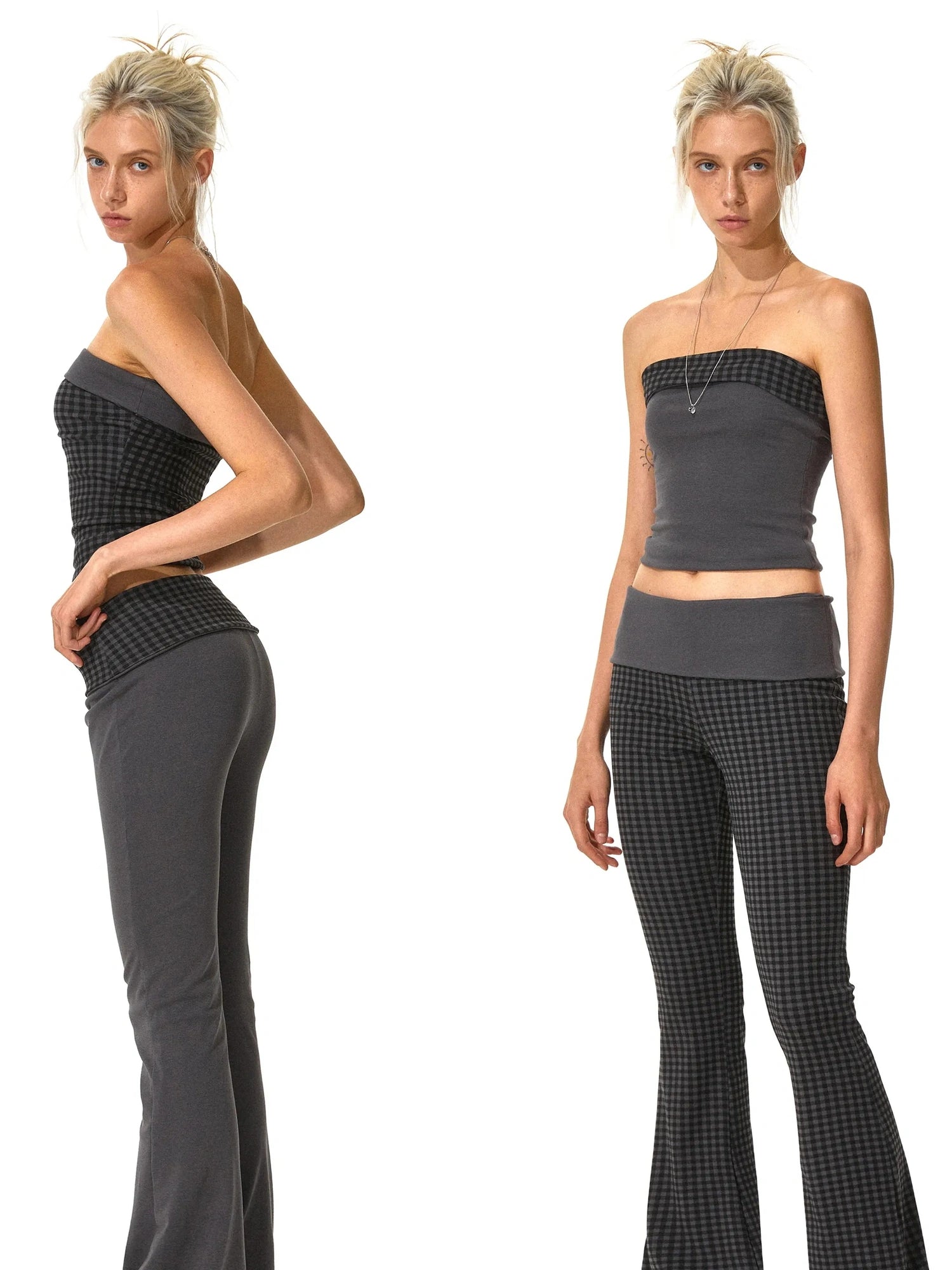 kvkv Reversible Low Waist Checkered Yoga Pants