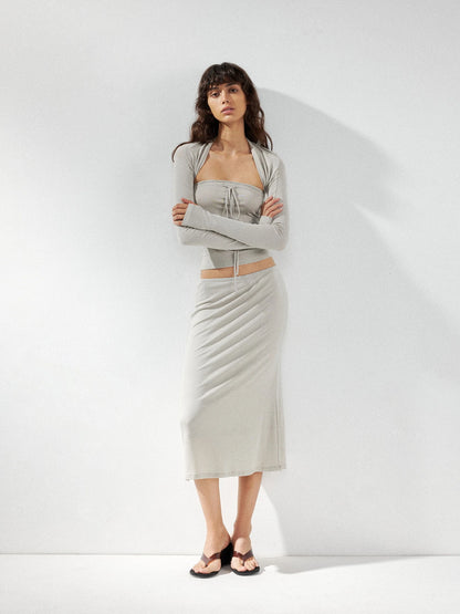 kvkv Reversible Twist Knot Crop Top Draped Vest Set