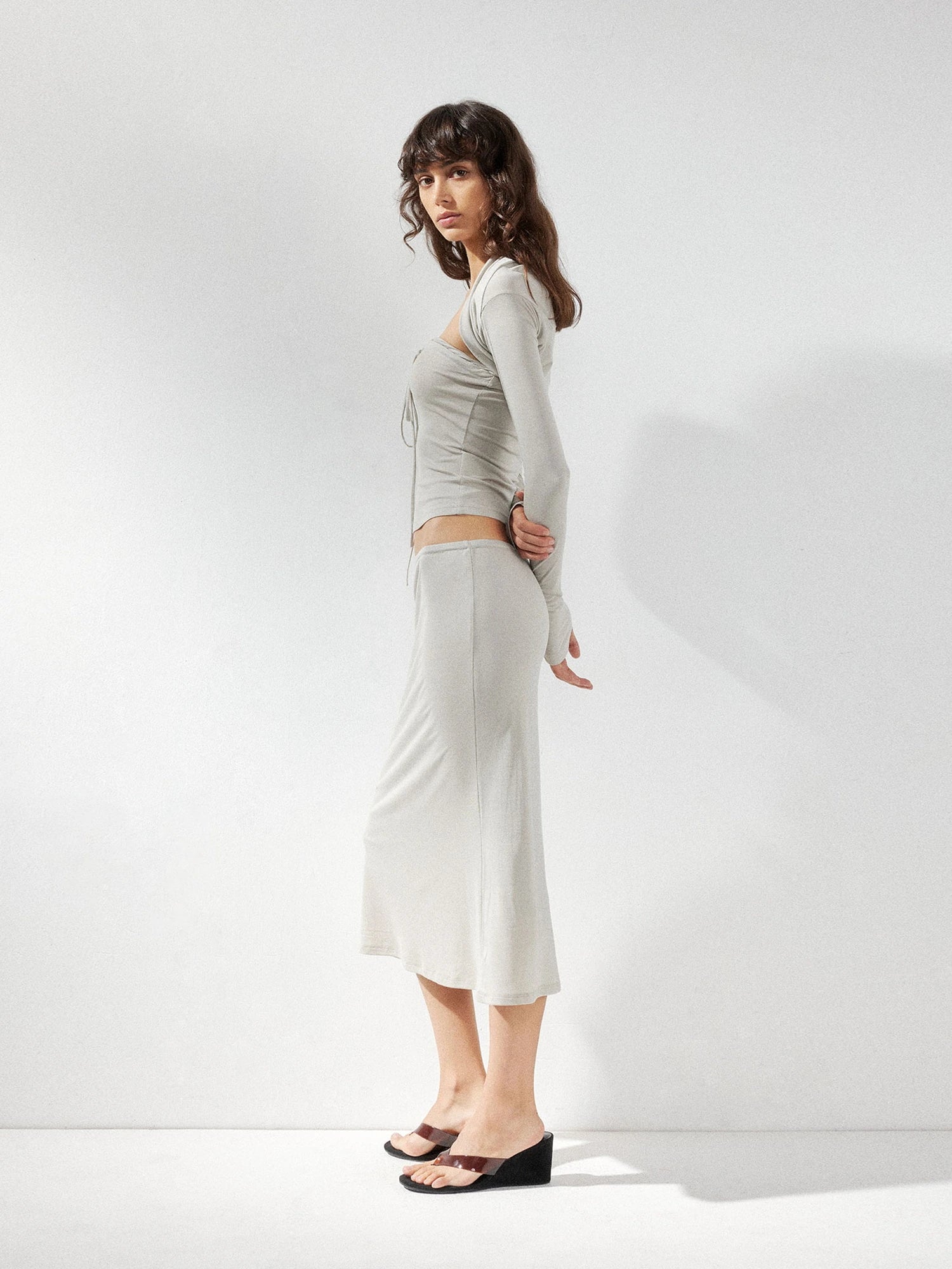 kvkv Reversible Twist Knot Crop Top Draped Vest Set