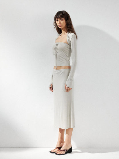 kvkv Reversible Twist Knot Crop Top Draped Vest Set