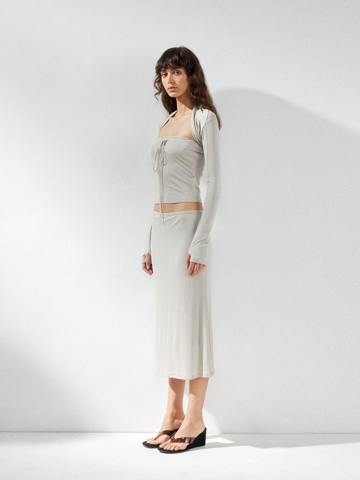 kvkv Reversible Twist Knot Crop Top Draped Vest Set