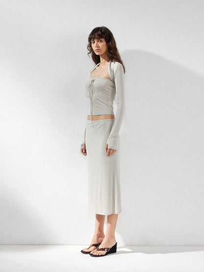 kvkv Reversible Twist Knot Crop Top Draped Vest Set
