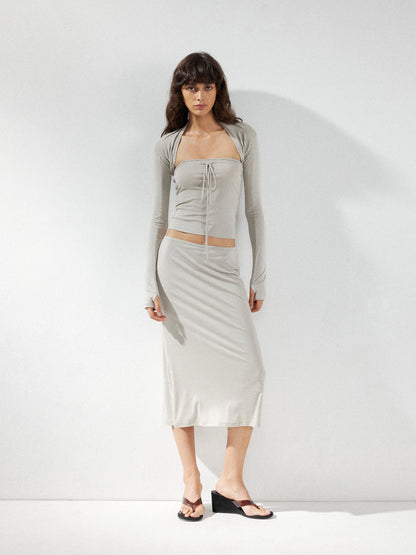 kvkv Reversible Twist Knot Crop Top Draped Vest Set