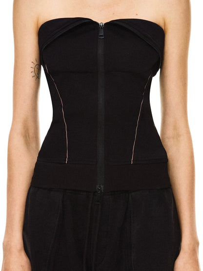 kvkv Ribbed Air Layer Zip Up Bustier Top