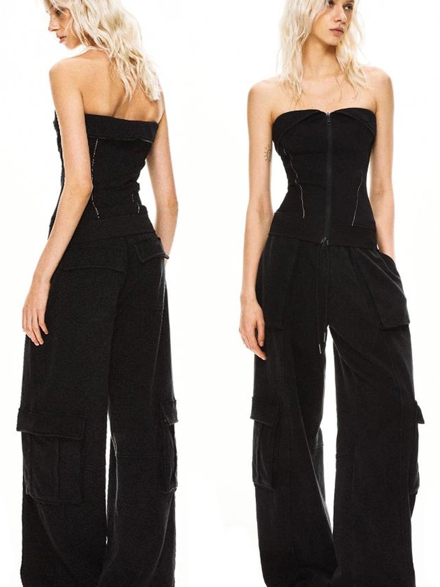 kvkv Ribbed Air Layer Zip Up Bustier Top