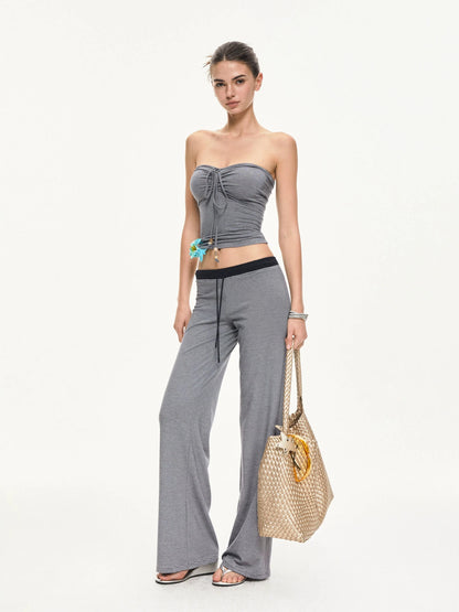 KVKV Yoga Clothing Brand - Ribbed Stripe Halter Neck Yoga Top