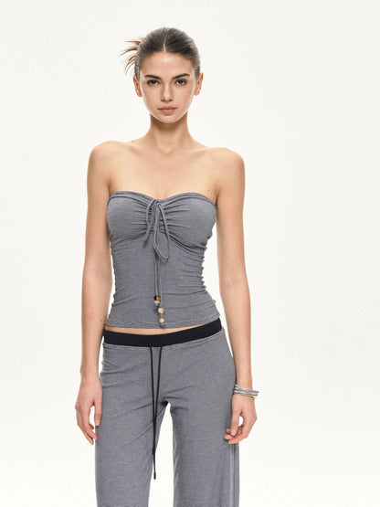 KVKV Yoga Clothing Brand - Ribbed Stripe Halter Neck Yoga Top