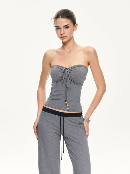 KVKV Yoga Clothing Brand - Ribbed Stripe Halter Neck Yoga Top