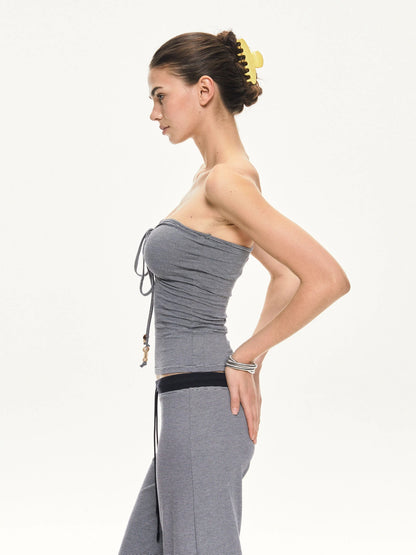 KVKV Yoga Clothing Brand - Ribbed Stripe Halter Neck Yoga Top