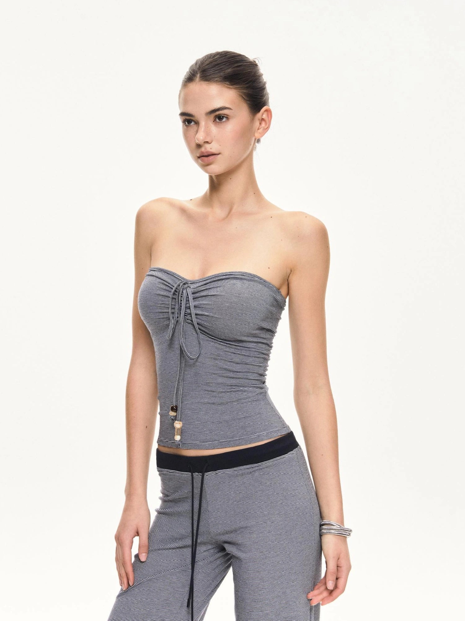 KVKV Yoga Clothing Brand - Ribbed Stripe Halter Neck Yoga Top