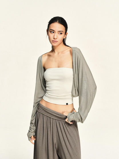kvkv Sheer Cropped Long Sleeve Lyocell Tencel Women&