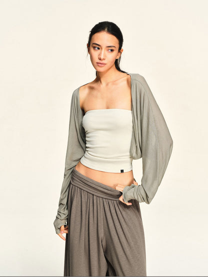 kvkv Sheer Cropped Long Sleeve Lyocell Tencel Women&