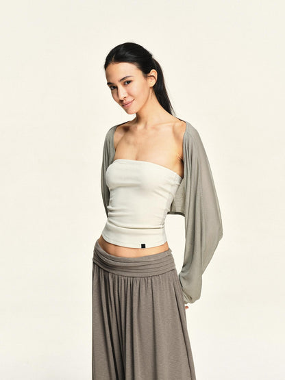 kvkv Sheer Cropped Long Sleeve Lyocell Tencel Women&