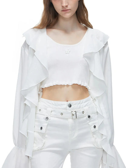 kvkv Sheer Tulle Flounce Sun Shirt