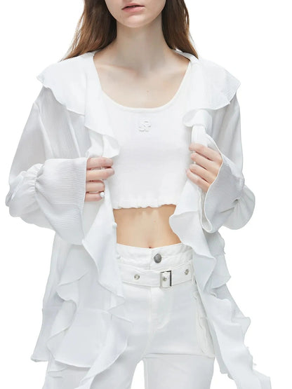 kvkv Sheer Tulle Flounce Sun Shirt