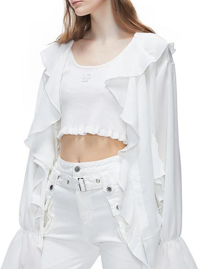 kvkv Sheer Tulle Flounce Sun Shirt