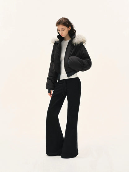Short Quilted Parka With Real Fur Hood