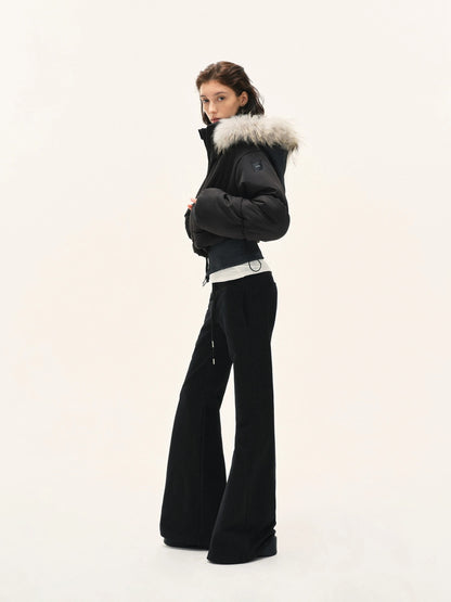 Short Quilted Parka With Real Fur Hood