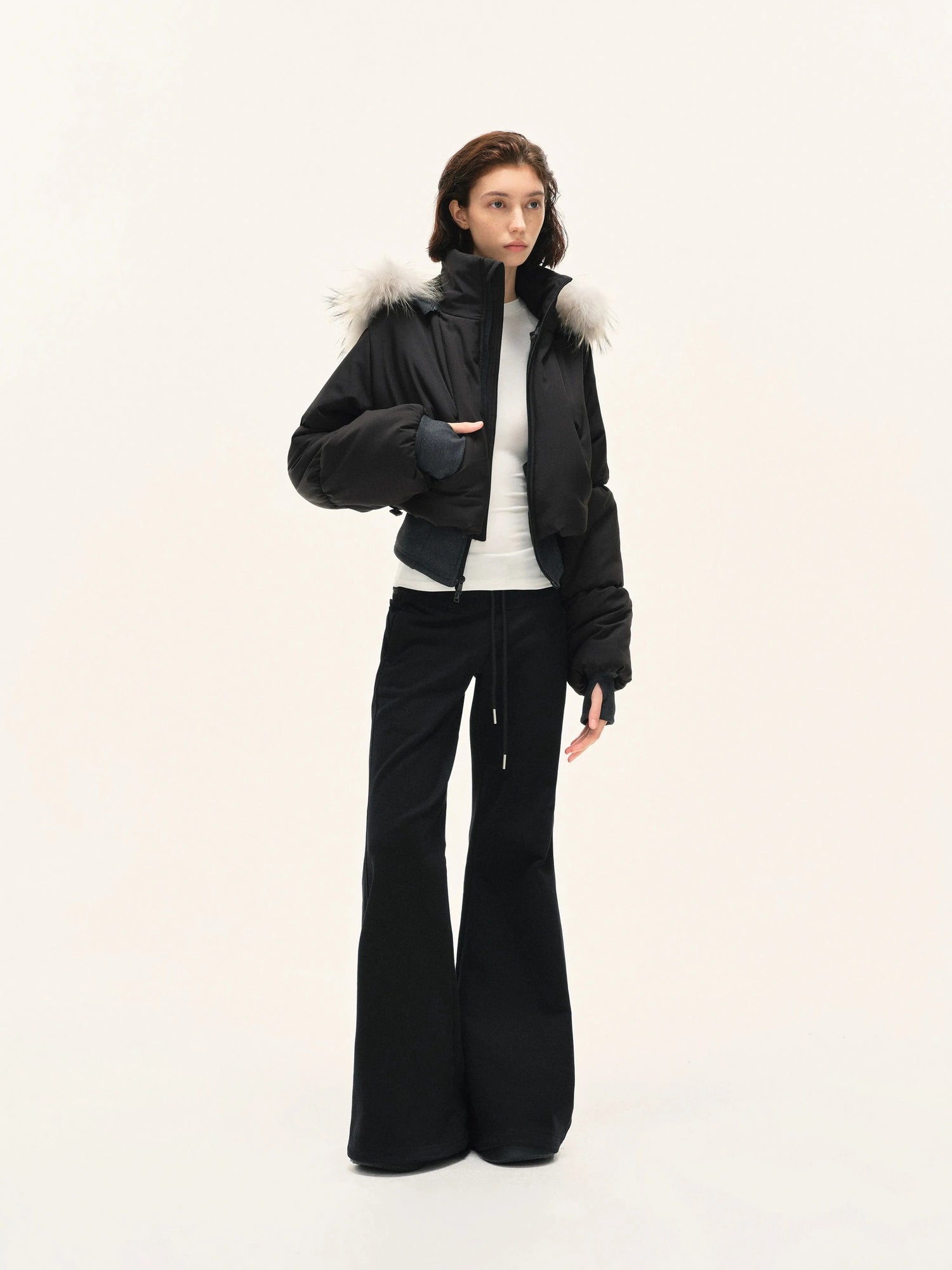 Short Quilted Parka With Real Fur Hood