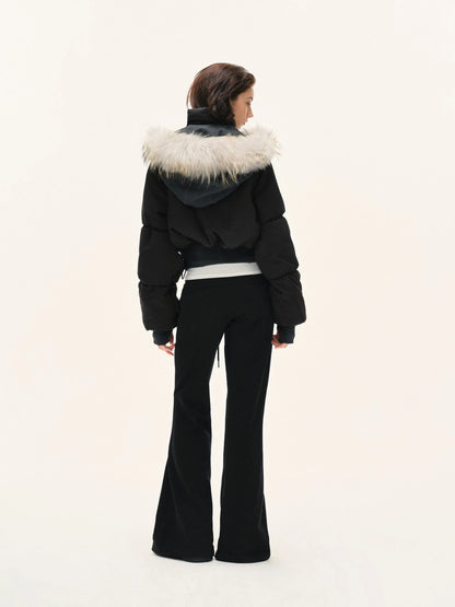 Short Quilted Parka With Real Fur Hood