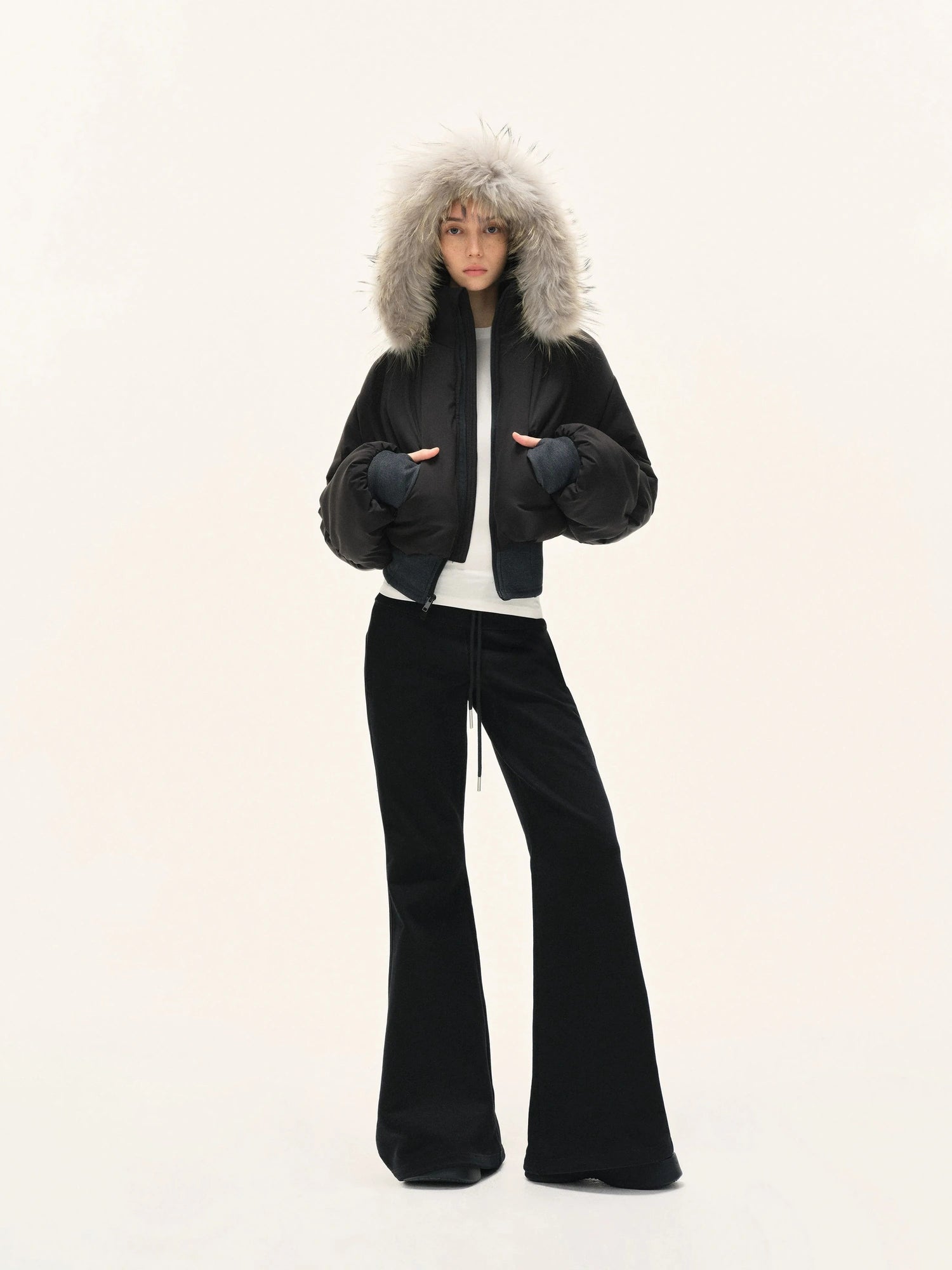 Short Quilted Parka With Real Fur Hood