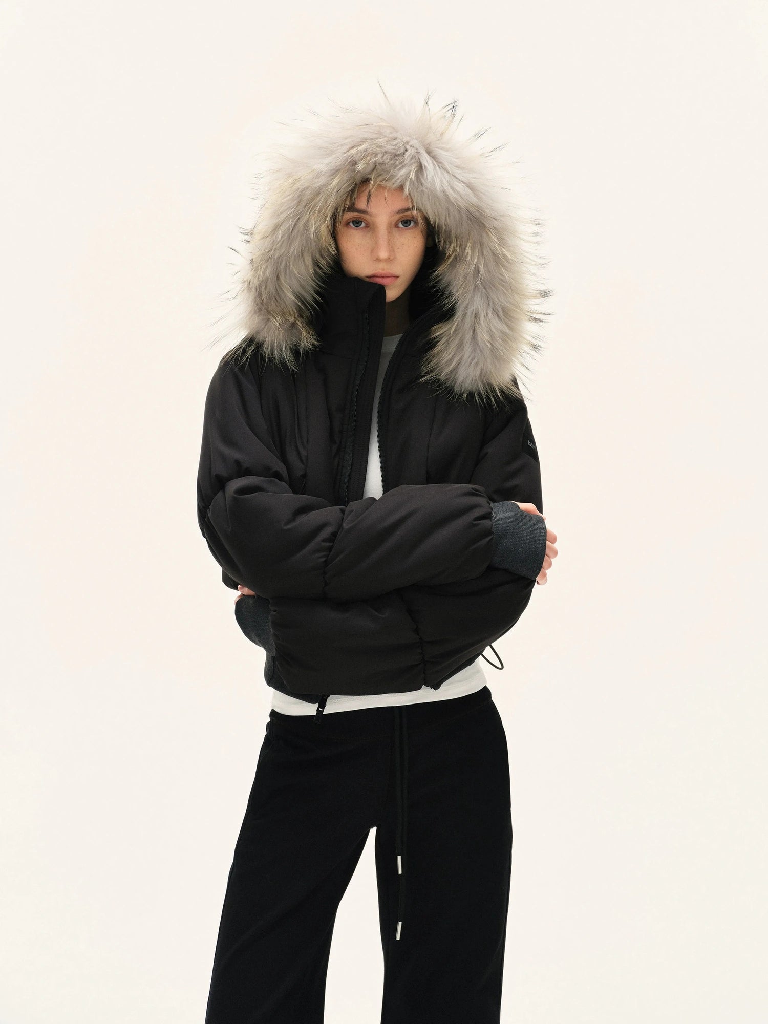 Short Quilted Parka With Real Fur Hood