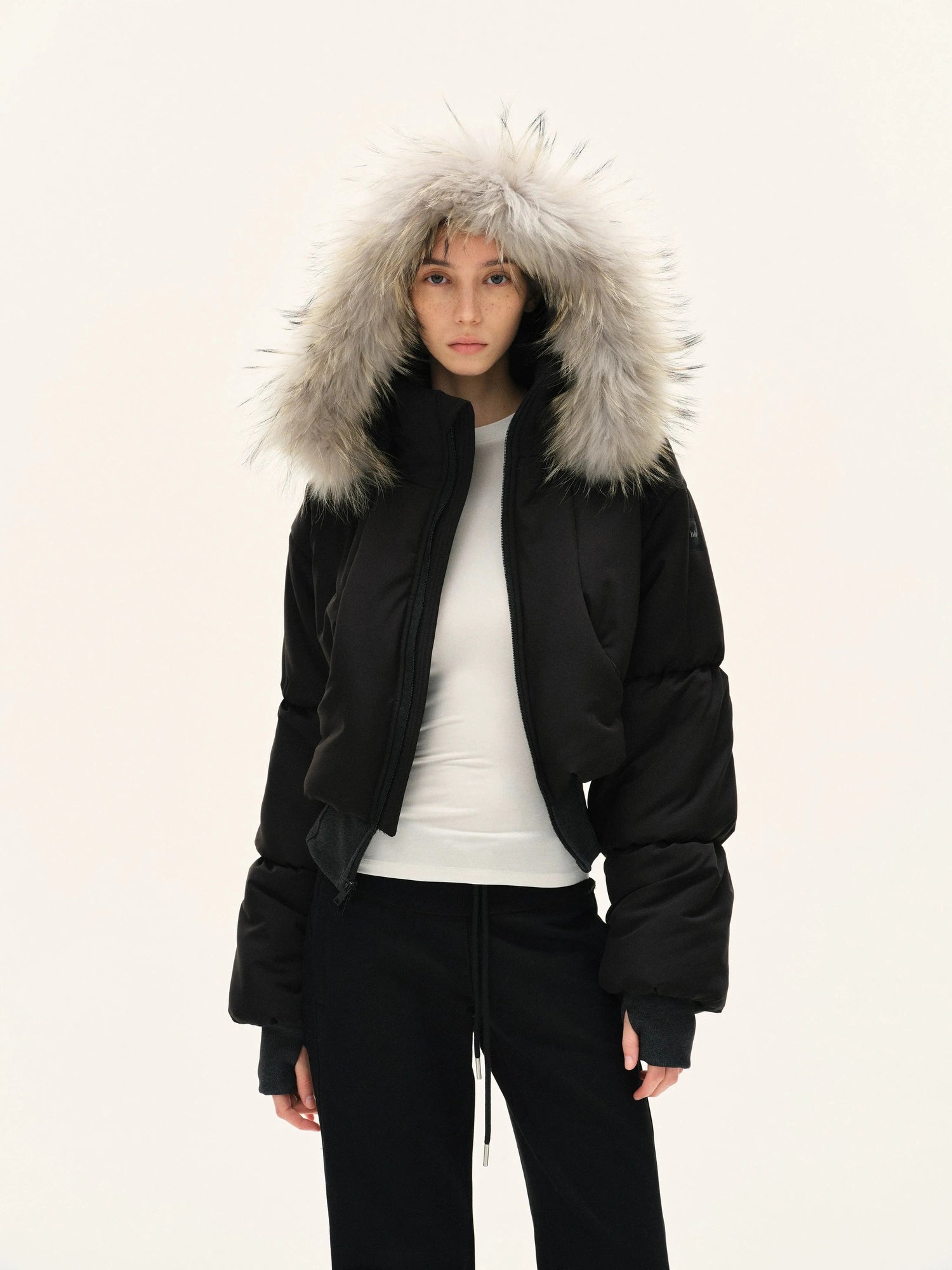 Short Quilted Parka With Real Fur Hood
