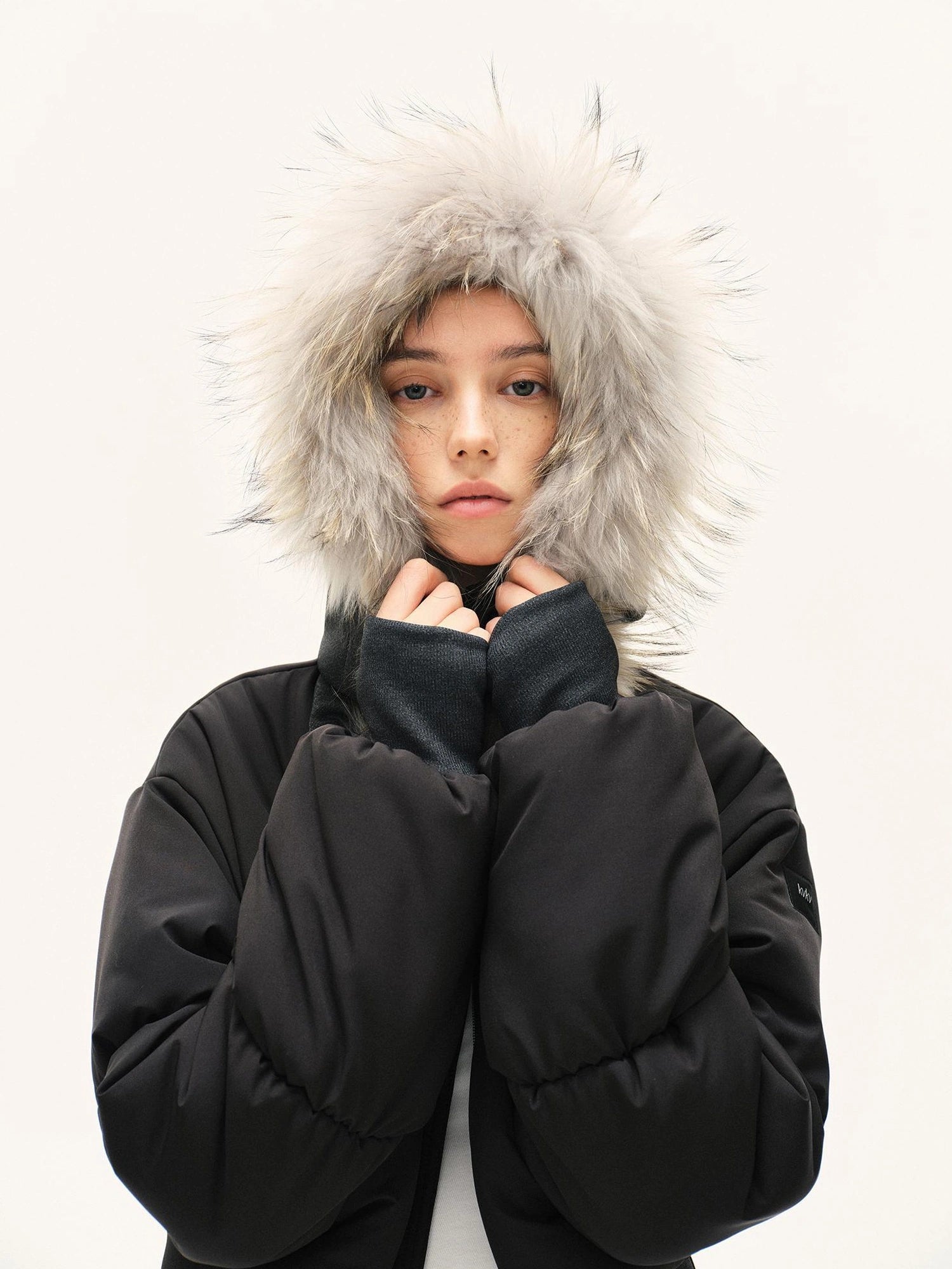 Short Quilted Parka With Real Fur Hood
