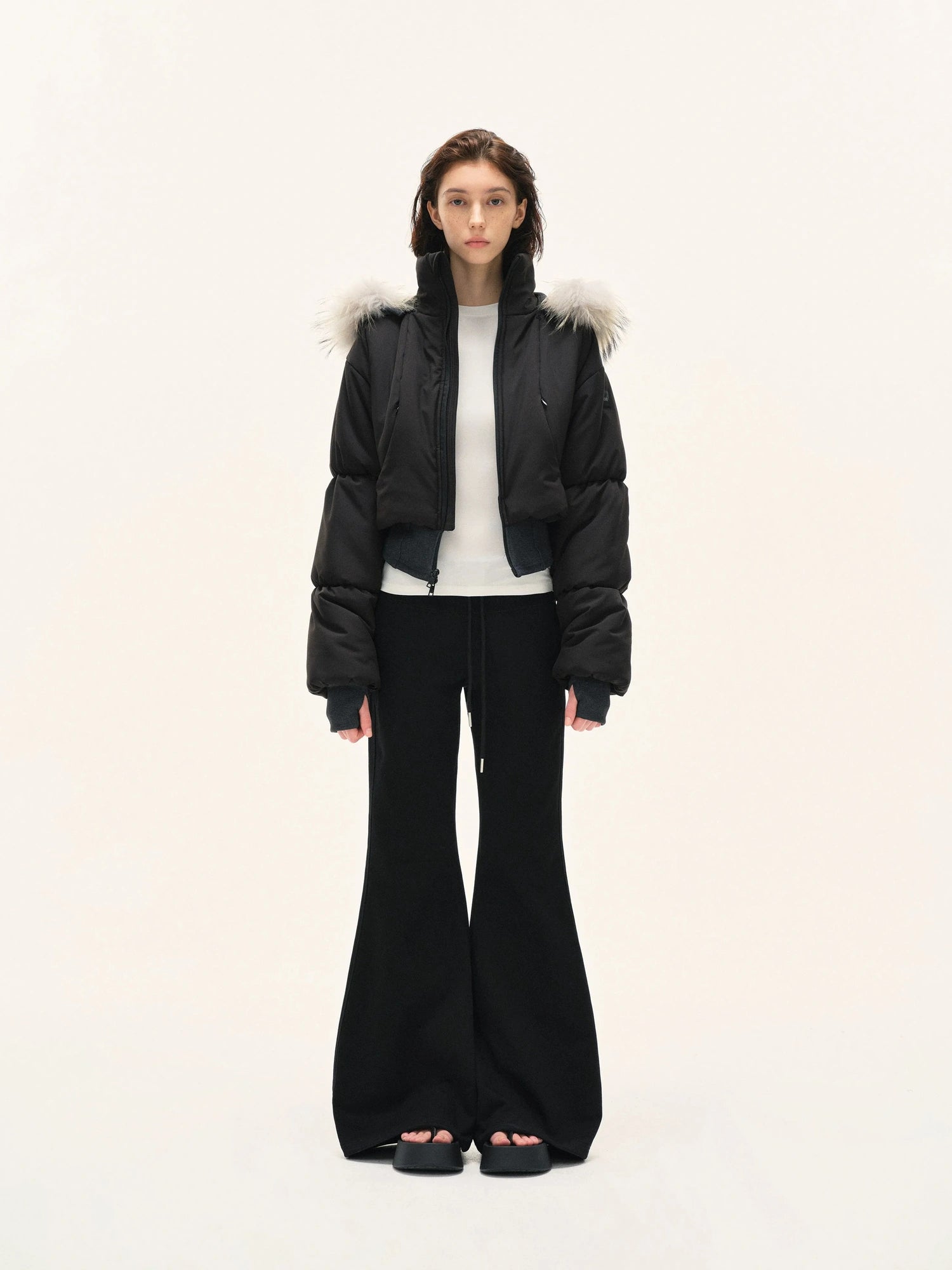 Short Quilted Parka With Real Fur Hood