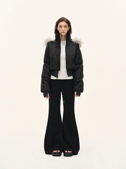 Short Quilted Parka With Real Fur Hood