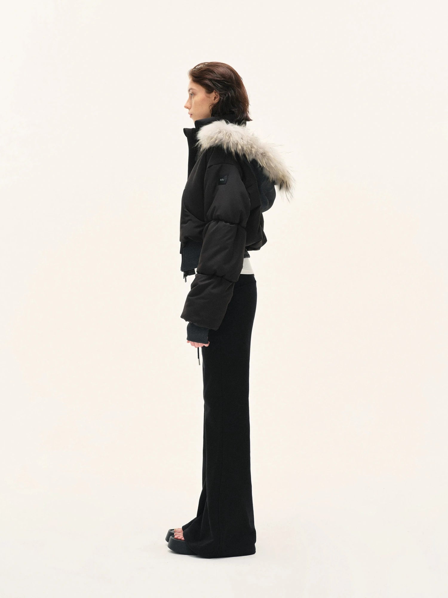 Short Quilted Parka With Real Fur Hood