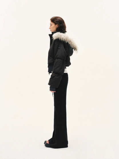 Short Quilted Parka With Real Fur Hood