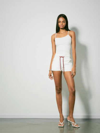 kvkv Side Button Knit Shorts With Contrast Drawstring
