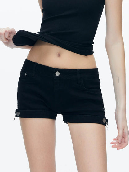 kvkv Side Zip Design Denim Shorts