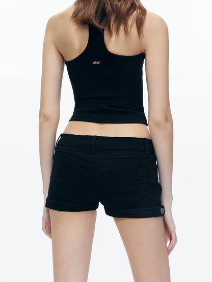 kvkv Side Zip Design Denim Shorts