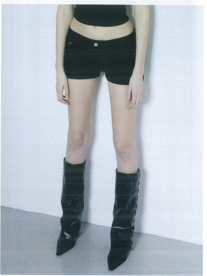 kvkv Side Zip Design Denim Shorts