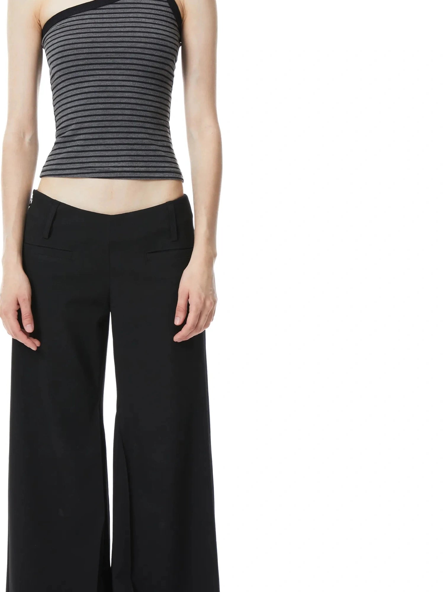 kvkv Single Shoulder Stripe Sleeveless Top