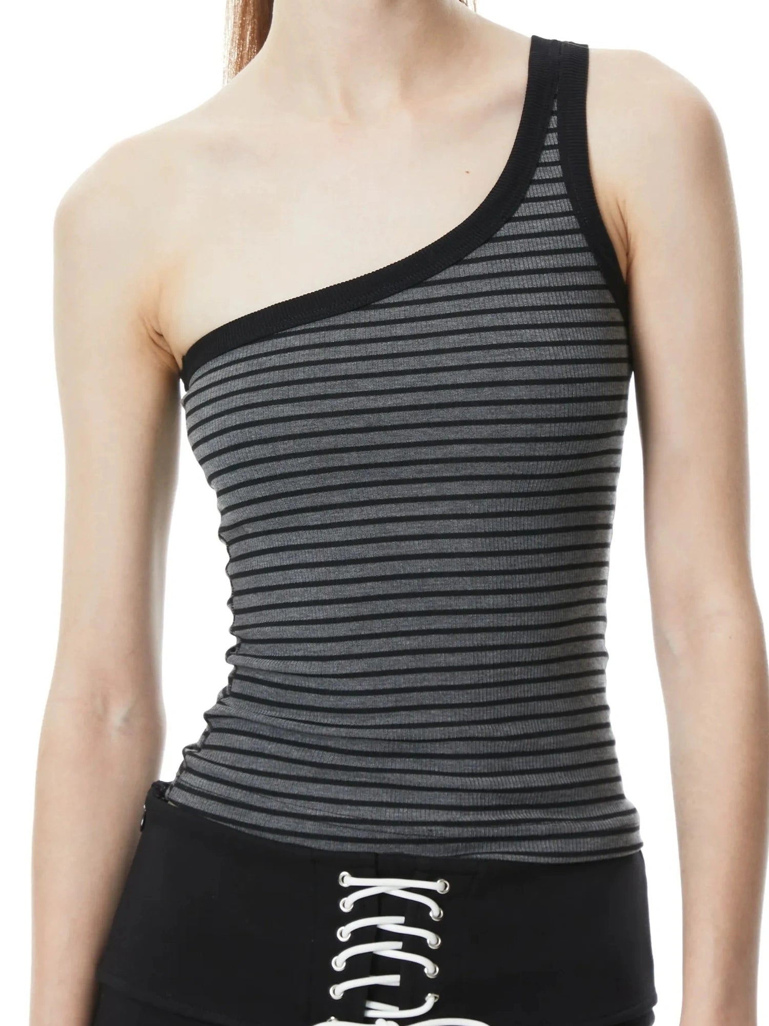kvkv Single Shoulder Stripe Sleeveless Top