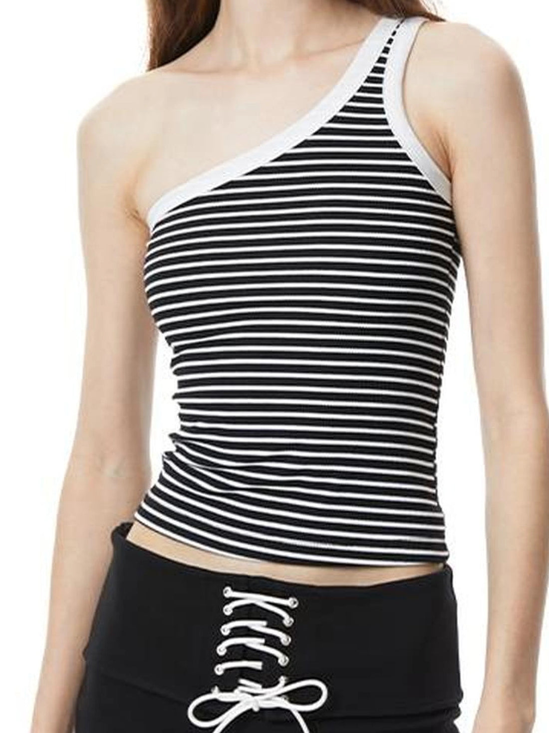 kvkv Single Shoulder Stripe Sleeveless Top