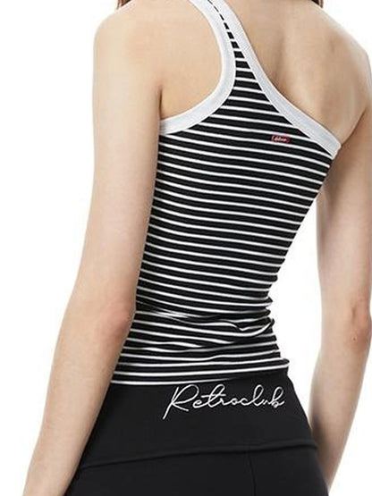 kvkv Single Shoulder Stripe Sleeveless Top