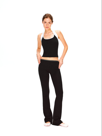 kvkv Skin Feel Striped Waist Drawstring Yoga Women&
