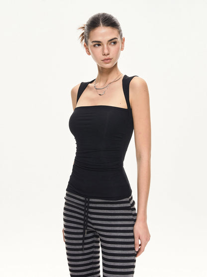 kvkv Sleeveless Square Neck Fitted Tank Top