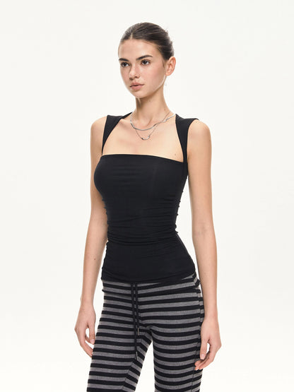 kvkv Sleeveless Square Neck Fitted Tank Top