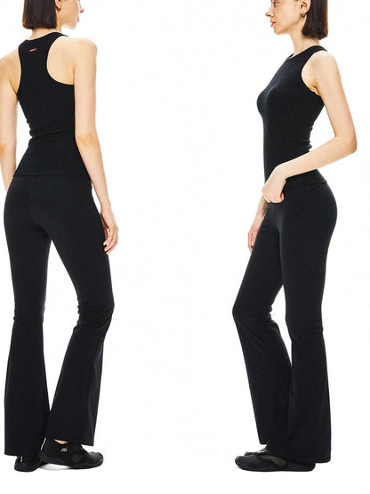 kvkv Slim Fit Black Yoga Tank Top