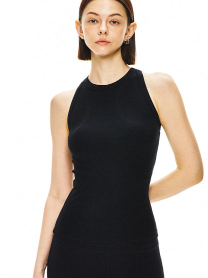 kvkv Slim Fit Black Yoga Tank Top