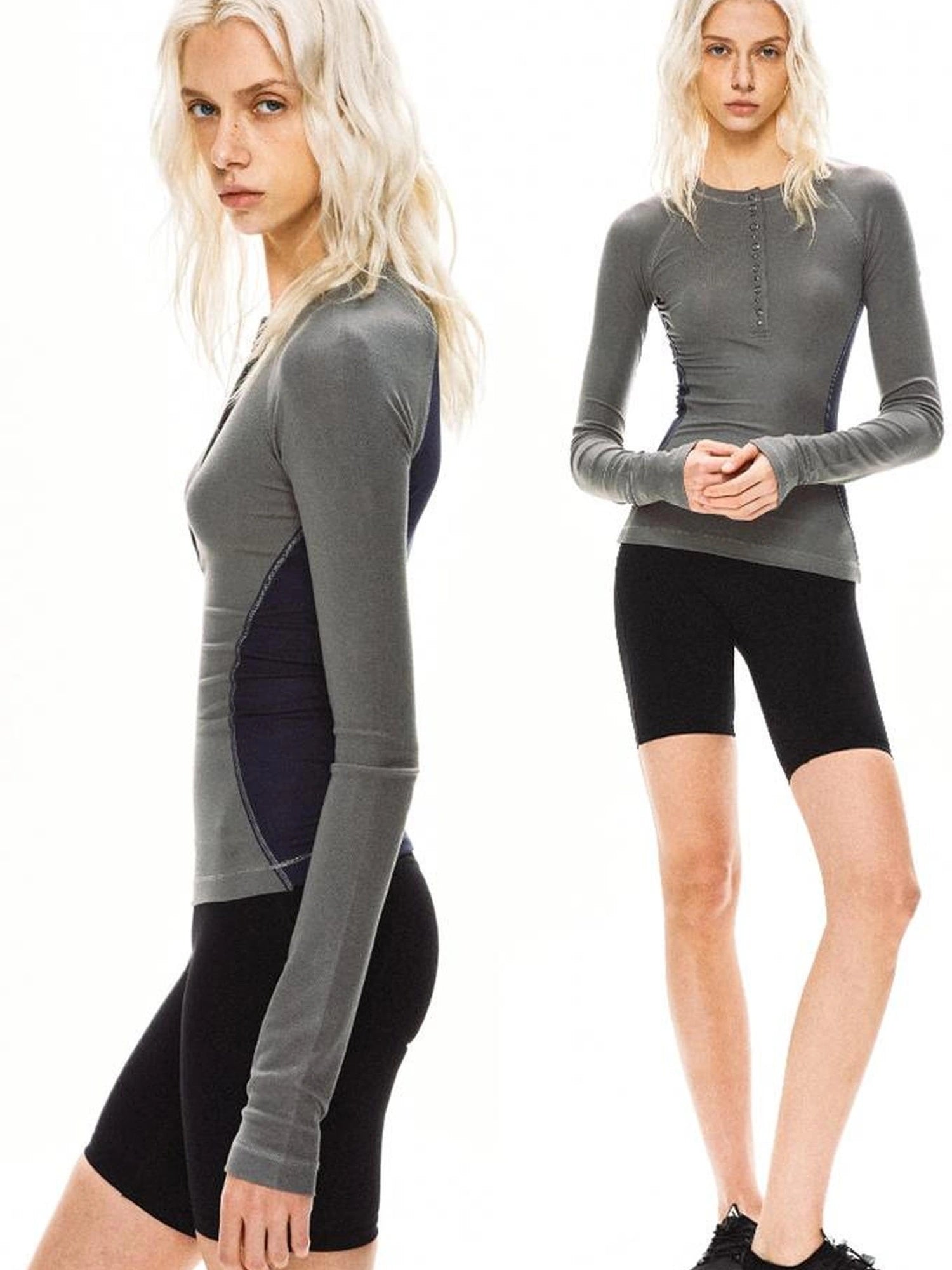 kvkv Slim Fit Henley Neck Yoga Top
